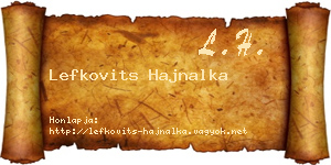 Lefkovits Hajnalka névjegykártya